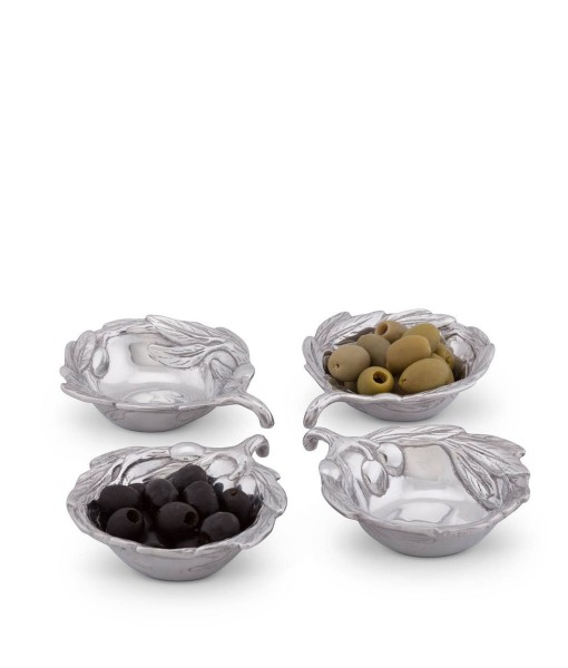 Sand-Cast Aluminum  Set of 4 Olive Pattern Sauce Bowls