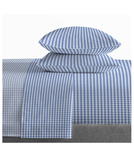 Light Blue Gingham 100% Organic Cotton Full Sheet Set