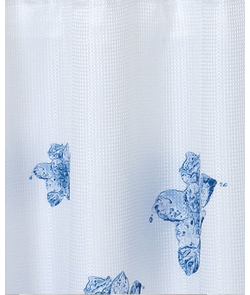 Water Floral Waffle Complete Shower Curtain With Detachable Liner